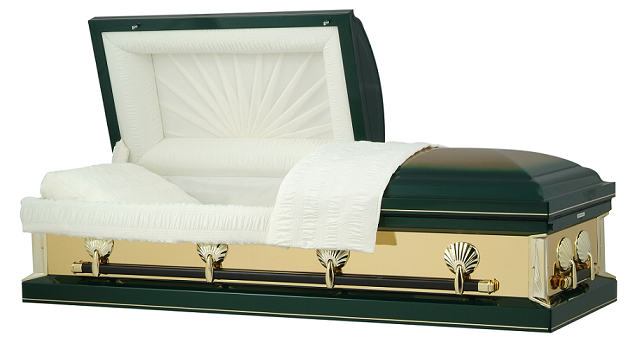 Image of Hunter Green with Gold Mirrors Casket Casket