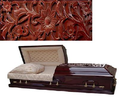 Floral Carved Flat Top Poplar Casket - Casket X Press