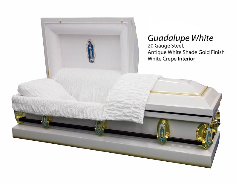 Photo of Lady of Guadalupe WHITE Metal Casket  Casket