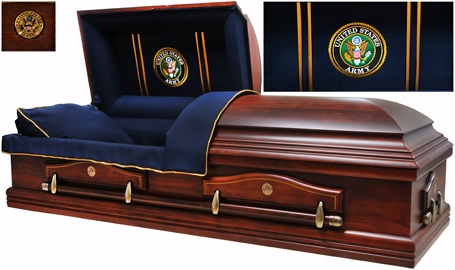 Photo of Wood Poplar MILITARY CASKET - ALL BRANCHES Casket