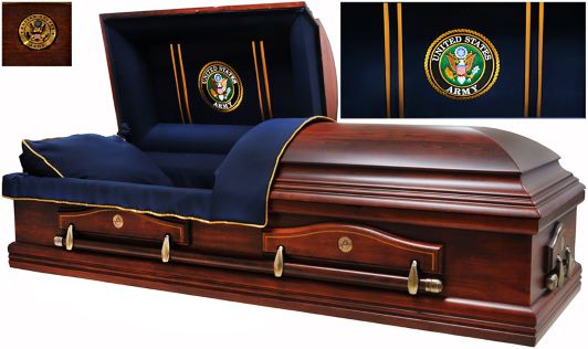 Image of Wood Poplar MILITARY CASKET - ALL BRANCHES Casket
