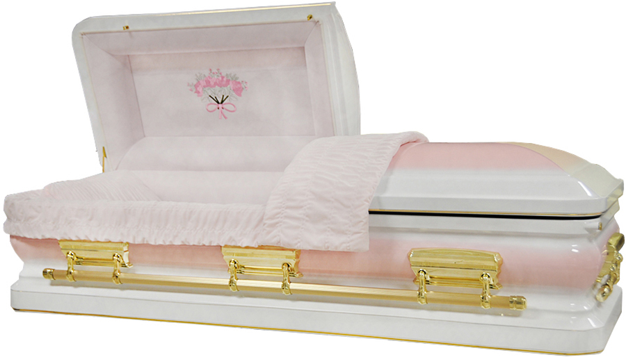 Photo of PINK, WHITE & GOLD Round Shell Casket