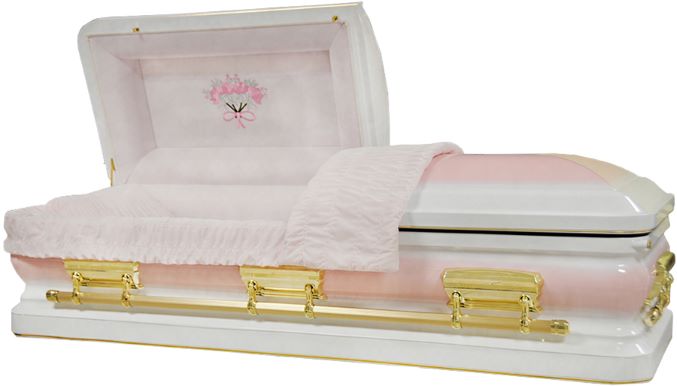 Image of PINK, WHITE & GOLD Round Shell Casket