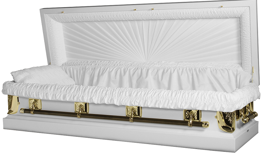 Photo of Regal White/Gold Full Couch Casket with Gasket/Lock Casket