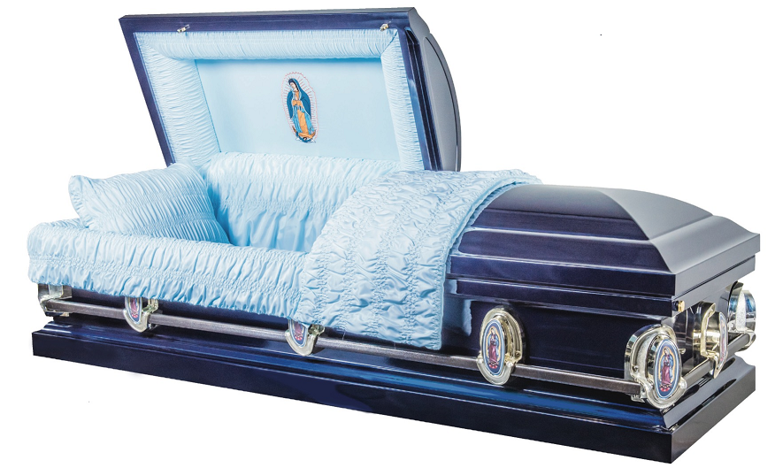 Photo of Lady of Guadalupe Metal Casket - MONARCH BLUE Casket